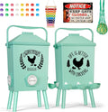 Tgeyd Automatic Chicken Feeder and Waterer Set(4.2Gal/21Lb) with Stand Legs, Anti-Perching Roof, Gravity-Fed System for Poultry,Chicken Coop Accessories